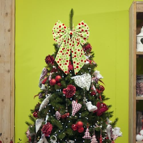 Suncalla 2 Pcs Red Green Christmas Dot Wreath Bows 18'' x 12'' - Image 4