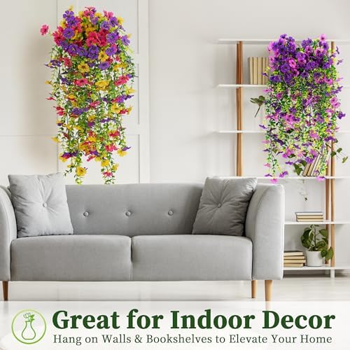 ColoPlay 2PCS Artificial Hanging Flowers for Outdoors Faux Plants - Image 6