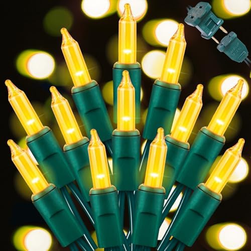 LAMPHOME Christmas Lights 100 Count Mini Yellow Lights 20ft Green Wire Christmas Tree String Lights Set for Outdoor Indoor Christmas Decorations Wedding Decorations Valentines Day Decor by ULL