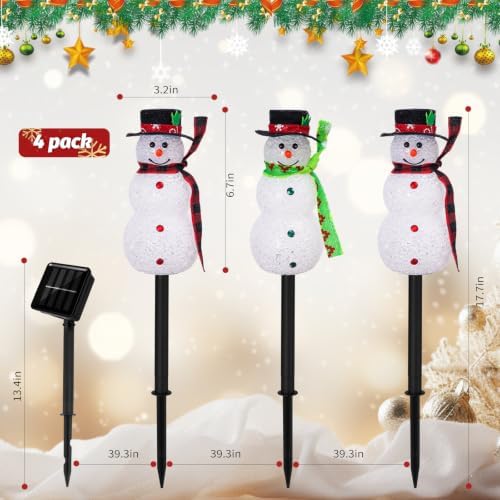 Christmas Snowman Solar Pathway Lights Outdoor Decoration, 12 Pack - Image 2