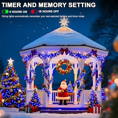393 FT Christmas Lights 1000 LED Xmas Lights Outdoor Christams String Lights Waterproof 8 Modes & Timer, Fairy Lights Plug in for Weeding, Patio, Party, Holiday,Christmas Decor (Blue) - Image 4