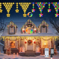 Christmas Outdoor String Lights Waterproof, 218 LED 13.8FT Star Curtain Fairy Lights with 11 Drops Connectable Clear Wire Christmas Light Decorations 8 Modes for Eaves Yard Wedding Party Holiday Decor by cerflyer