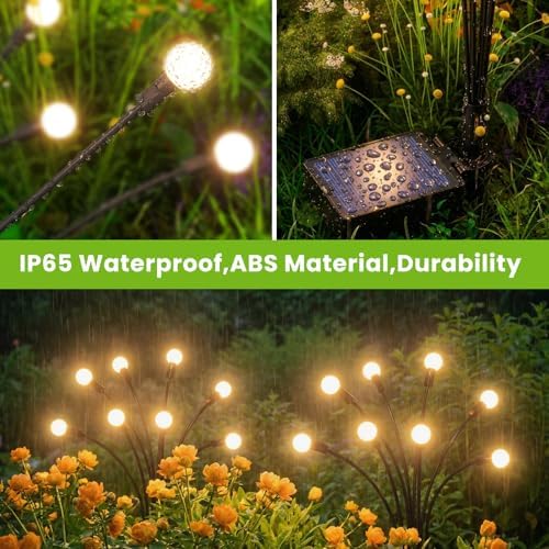 Solar Lights Outdoor(4 Pack,32 LEDs),Solar Lights Outdoor Waterproof for Garden Decor,4 Modes Firefly Light for Outdoor Decor,Big Bulb High Lumens Patio Decor,Sway by Wind,Gardening Gifts for Women - Image 5