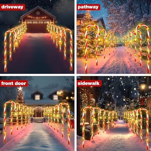 12-Pack 22" Christmas Candy Cane Lights Outdoor Pathway - Waterproof IP65, 8 Lighting Modes with Timer, Christmas Decorations for Driveway, Walkway, Front Door, Party, Patio, Garden, Lawn,Yard Decor - Image 7
