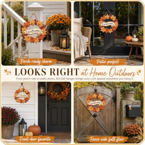 Wooden Fall Wreath Door Hanger, Tis the Season Sign for Front Door - Image 5