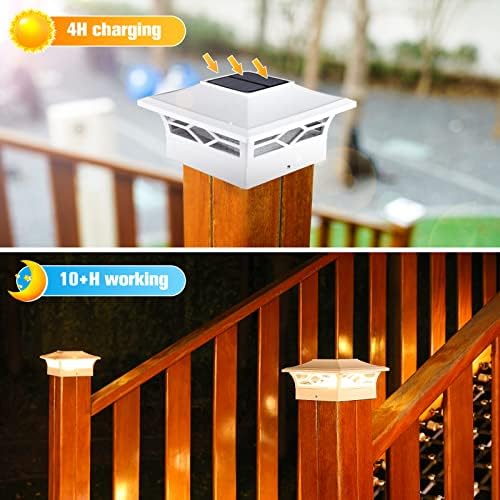 VOLISUN 12Pack Solar Post Cap Lights, 2 Color Modes Deck Lights, White - Image 3