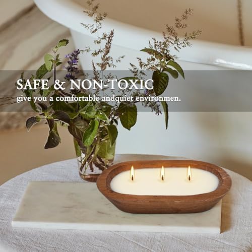 Citronella Candle in Wooden Bowl, 8oz Triple-Wick Smokeless Candle, Clean Burning Natural Citronella Scented Candle for Home Decor, Patio, Garden and Relaxation - Image 4