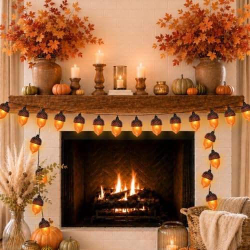 Fall Lights Battery Operated, 11.48 FT 20 LED Fall String Lights with 3D Acorns LED Autumn Lights with Timer 8 Modes Waterproof for Autumn Thanksgiving Halloween Indoor Outdoor Fall Decorations - Image 6