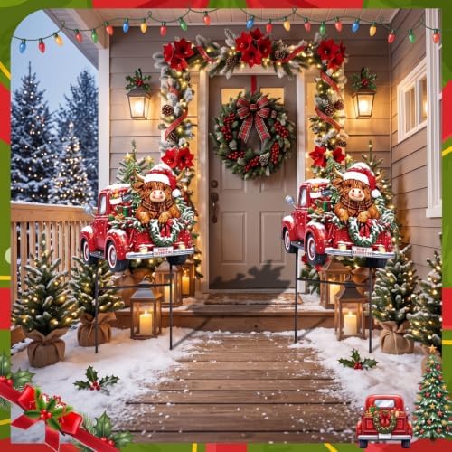 Amyhill Christmas Highland Cow Truck Outdoor Yard Decorations - Image 5