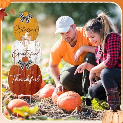 Weysat Fall Outdoor Decor Metal Pumpkin Yard Sign for Porch Lawn Front Door - Image 4