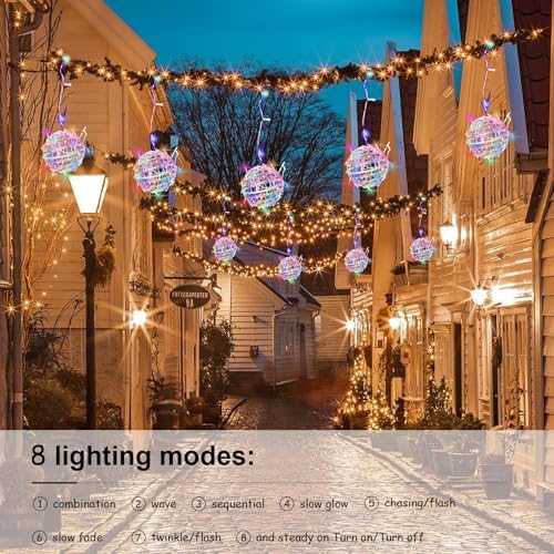 Baung Christmas String Lights Outdoors,4 Pack 7.98" Sphere Ball Tree Garden Globe Lights for Home, Party, Christmas, Porch Patio,Wedding, Garden,Tree Decoration with Memory Function Plug - Image 3