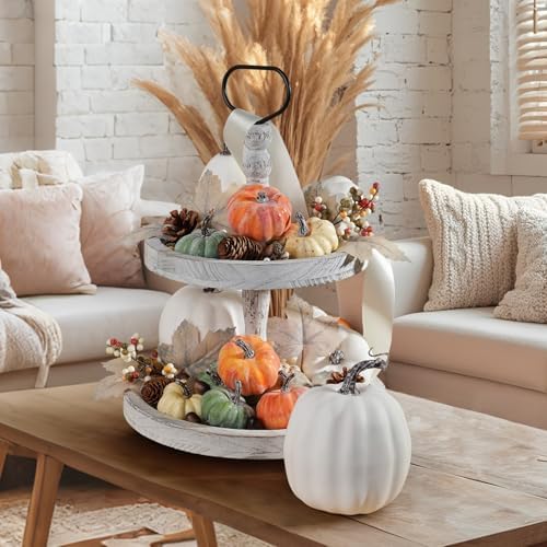 Artmag 25 PCS Pumpkin Decor Set, Artificial Pumpkins Fall Decor for Halloween Thanksgiving Decorations with Acorns, Pinecones, Berries, Maple Leaves for Home Table - Image 5