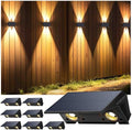 Solar Lights Outdoor Waterproof IP67, WarmWhite Solar Wall Lights Outdoor with Flexible Up and Down, Fence Lights Solar Powered Dusk to Dawn for Patio, House, Garage, Porch, Garden, Door (8 Pack) by IIRARA