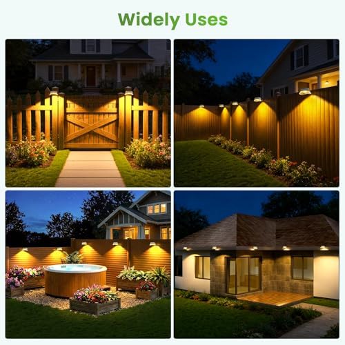 JSOT Solar Deck Lights Perfect for Fence, Deck Rail, Wall Décor-Warm White 6P-White - Image 2