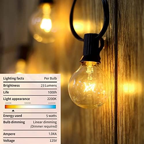 100Ft G40 Outdoor String Lights Patio Lights with 100 Edison Globe Bulbs, Connectable Outdoor String Lights Waterproof UL Listed for Indoor Porch Party Wedding Deck Balcony Wedding Party Decor- White - Image 5