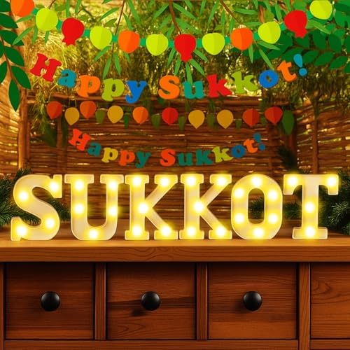 Honoson 6 Pcs Happy Sukkot Party Decoration Sukkah LED Lights Sign by Honoson