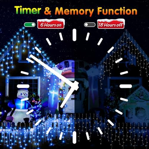 33FT Christmas Lights Outdoor, 400 LED Outdoor String Lights Waterproof Plug in with 8 Modes & Timer, Christmas String Lights for Tree Party, Garden, Holiday Decorations（Cool White） - Image 5