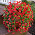 INSPRING Artificial Faux Outdoor Outside Flowers Plants, 2 PCS Fake Silk UV Resistant Look Real Red Daisy Trailing Vines for Front Door Porch Planter Urn Patio Balcony Decoration by INSPRING