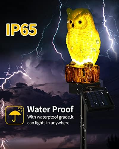 iStatue 2PC Solar Owl Garden Stake Lights, Handcrafted Resin Owl Outdoor Decor with Soft Warm Light, Solar Powered Lawn & Pathway Accent Gardening Gift (2-Pack, Owl) - Image 3