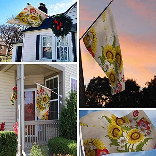 Yekiua Honey Bees Wildflowers Flag 3X5 Ft Outdoor Retro Sunflowers Daisy Rose Floral Garden Autumn Fall Premium Strongest Longest Lasting Flag Vivid Color With Brass Grommets Colorful - Image 6
