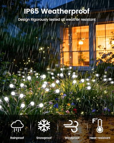 OZS 6 Pack Total 48 LED Solar Firefly Lights Fairy Outdoor - Solar Garden Lights Outdoor, Sway by Wind, Waterproof for Garden Patio Pathway Fairy Decor (Cool White) - Image 6