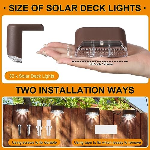 Geelin 32 Pcs Solar Deck Step Lights Outdoor, Brown Shell Cool White Light - Image 2