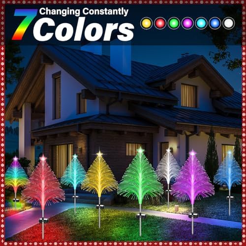 Baquler 12 Pack Solar Christmas Tree Lights Waterproof Path Stake 7 Modes - Image 5