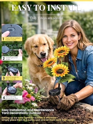 GIGALUMI Solar Sunflower Decor, 2 Pack LED Sunflower Gifts for Women - Image 5