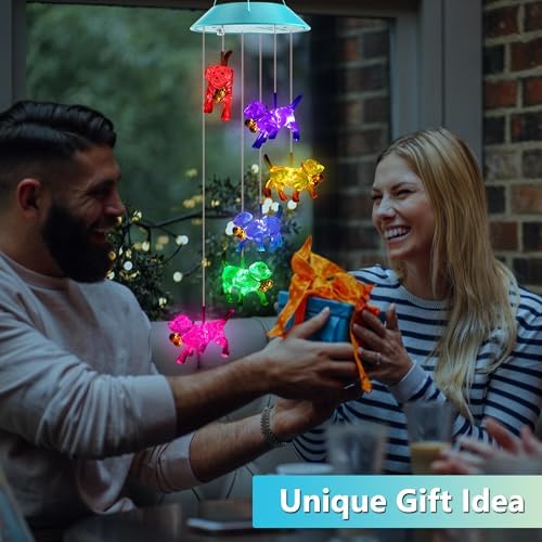 Solar Wind Chimes Outdoor, Color Changing Dog Gift for Mom Grandma - Image 4