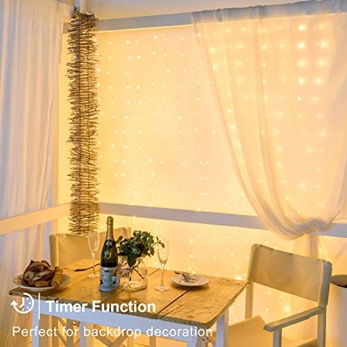 10x10Ft Curtain Lights 300 LED Dual Color Changing Lights with Timer Remote - Image 6
