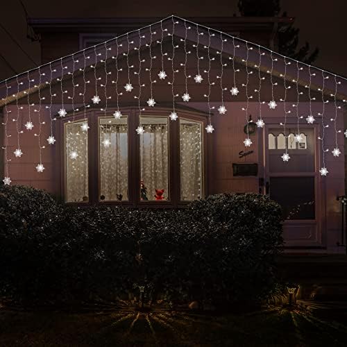 weillsnow White Icicle Lights Outdoor, 29.5 FT 360 LED Snowflake Icicle Lights with 72 Drops,Connectable Waterproof Hanging Christmas String Light for Indoor Outdoor Eaves Window Porch Decoration - Image 7