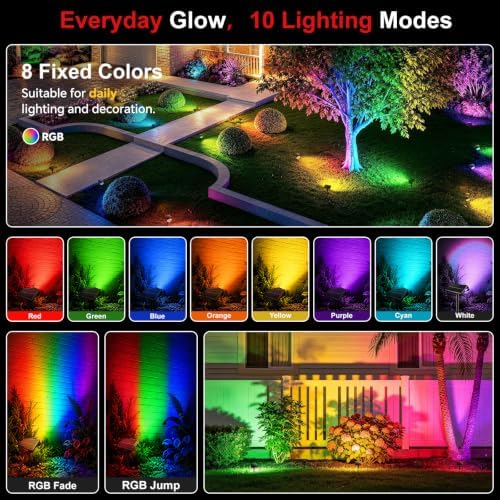Solar Spot Lights Outdoor Waterproof, Multicolor 10Modes RGB Solar Tree Spotlight Bright Uplights for Halloween Christmas Decorations Outdoor,Landscape Lighting for Garden Yard Pathway(4Pack) - Image 3