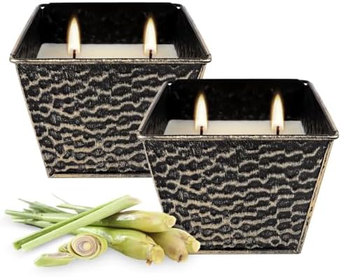 2Pcs Citronella Candles Outdoor Indoor-Large 12oz Scented 50H Long Lasting Summer Candle Bulk for Home Decor, Garden,Party,Backyard & Camping(2-Wick) - Image 3