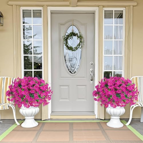 Ouddy Decor 24 Pcs Artificial Morning Glory Flowers for Outdoors, Fuchsia - Image 4