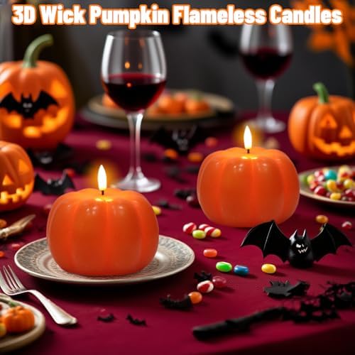 Wondise Fall Decorations Flameless Wax Pumpkin Candles with 6H Timer - Image 4