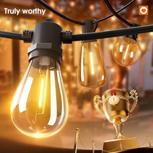 addlon 50FT LED Outdoor String Lights, Waterproof Dimmable Bulbs for Patio - Image 2