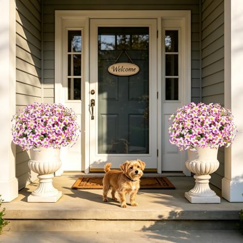Artificial Faux Petunias Flowers for Outdoors, 12 Bundles UV Resistant Fake Petunias Plants Realistic Silk Flower for Porch Planters Garden Porch Balcony Porch Yard Window Box - Image 6