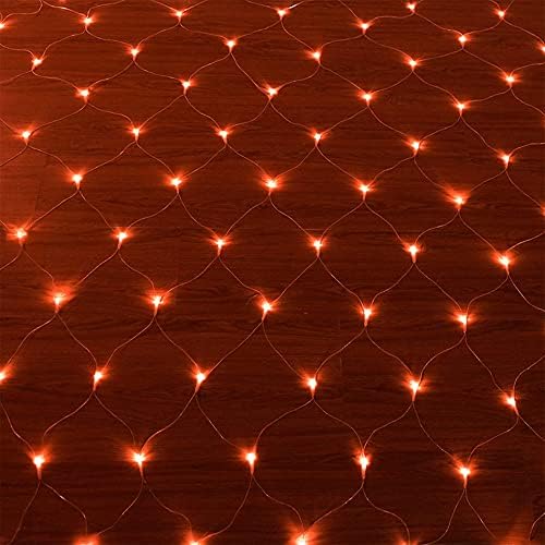 LJLNION Halloween Net Lights, 360 LED 12ft x 5ft Connectable Mesh Fairy String Lights,8 Modes Low Voltage Safe Adaptor for Xmas Trees, Bushes, Wedding, Outdoor Garden Decorations, Orange - Image 7