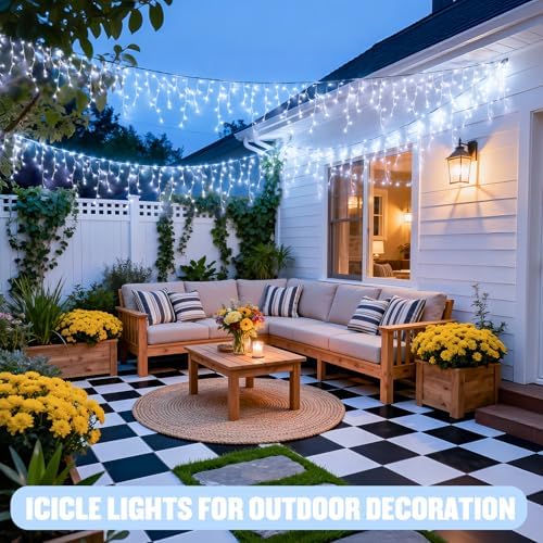 JMEXSUSS 38.8ft 400 LED White Icicle Lights for Outside - Image 6