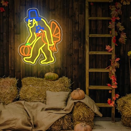 Thanksgiving Neon Sign Turkey Neon Sign with USB Powered Dimmable Led Pumpkin Lights for Home Bedroom Living Room Holiday Gift - Image 7