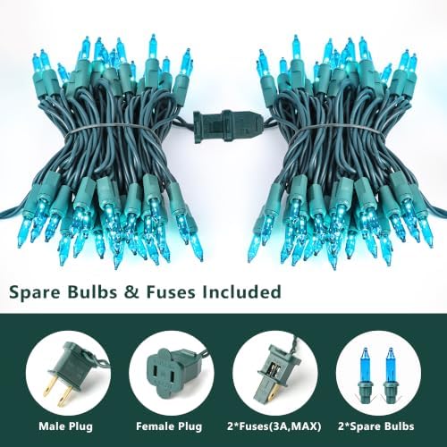BrizLabs Teal Christmas Lights Outdoor 100 Count 19.7ft Incandescent Lights - Image 3