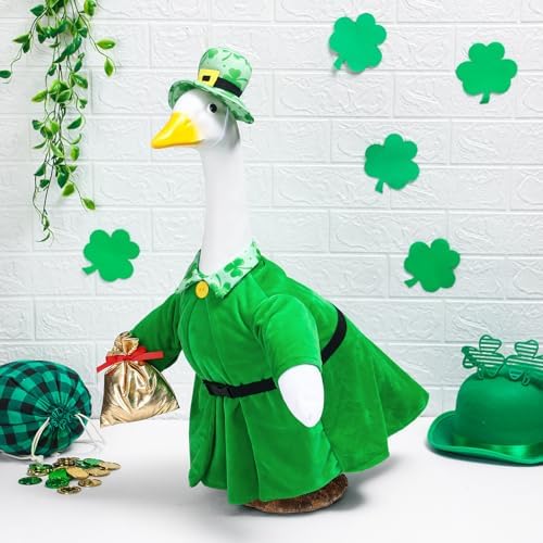 Cutecrop St. Patrick's Day Goose Outfit Porch Goose Clothes for 23" Lawn Outdoor Garden Yard Patio Statue St. Patrick's Day Decor - Image 4