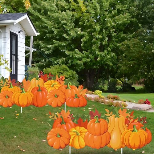 Augisteen Fall Yard Signs Pumpkin Yard Stakes Thanksgiving Pumpkin Lawn Signs Harvest Garden Sign Outdoor Decoration with Stakes for Fall Thanksgiving Home Patio Lawn Garden Holiday - Image 5