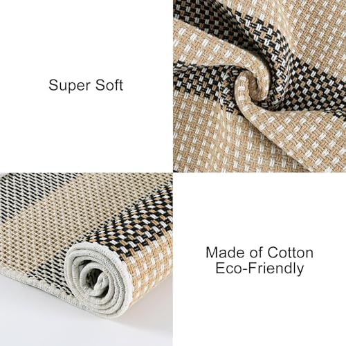 OJIA Tan Washable Outdoor Rugs 3'x5' Front Door Mat Porch Rug Patio Decor - Image 5