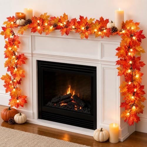 Fall Decorations for Home 9FT Plug in Fall Garland with Lights Halloween Decorations 50 Orange Bulbs, Connectable Fall Lights for Indoor Outdoor Halloween Harvest Thanksgivings Holiday Decorations - Image 2