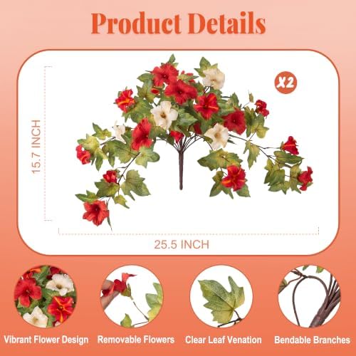 Ammyoo Artificial Fall Flowers Fake Petunias Plants for Outdoor Decoration - Image 2