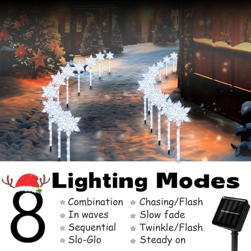 20 Pack Snowflake Solar Christmas Pathway Lights - Image 2