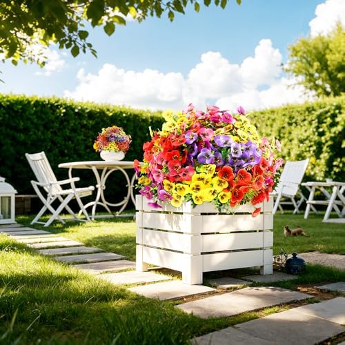 JEMONG Artificial Outdoor Pansy Flowers 18 Bundles Fake Silk Spring&Summer Plants for Outside Indoor Planter Front Door Porch Yard Patio windowsill Home Decor (Mix 6 Colors) - Image 6