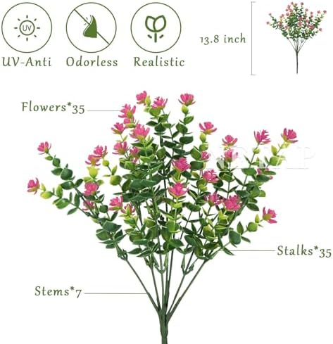 NETAP Outdoor Artificial Flowers UV Resistant, 20 Bundles Fake Realistic Floral Greenery Plants for Outside Porch, Window Boxes, Garden, Yard, Inside Home Table Decor, Pink - Image 2