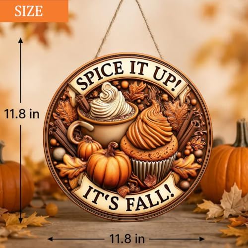Pumpkin Spice Cafe Fall Decorations Wooden Hanging Sign, Spice it up Sign - Image 5